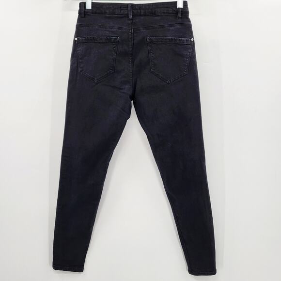 Zara Basics Black Mid-Rise Skinny Jeans 5-Pockets Zip Button Fly Women's Size 8 - Picture 2 of 6